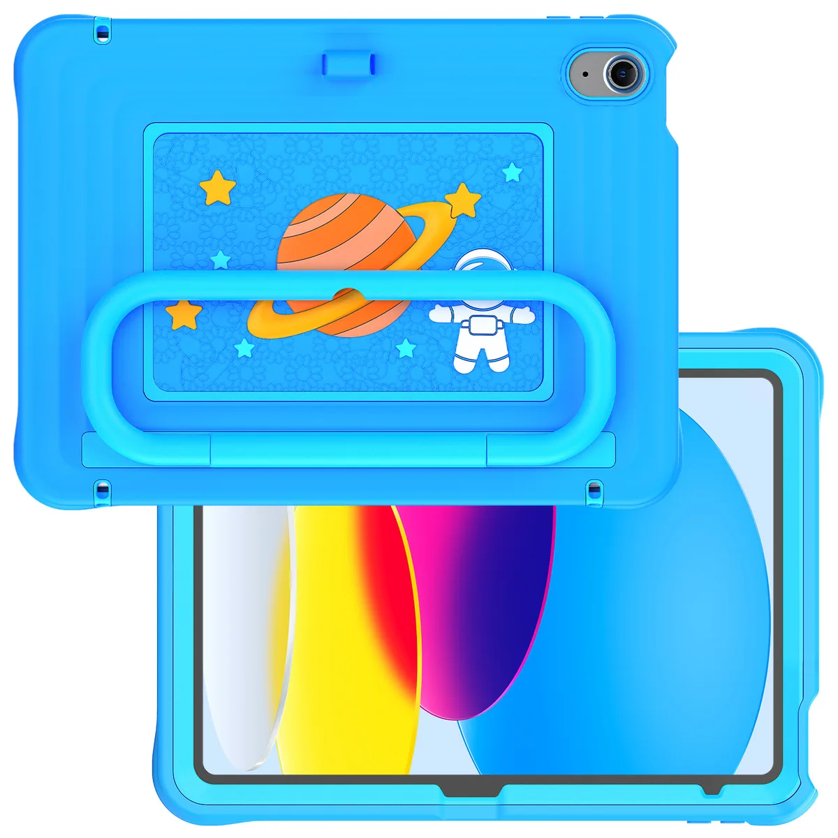 Back view of the kids tablet case with carry handle